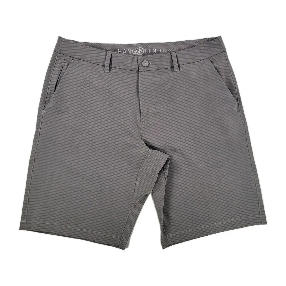 Hang Ten Shorts Adult 36 Gray Performance Stretch Board Drawstring Outdoor Mens